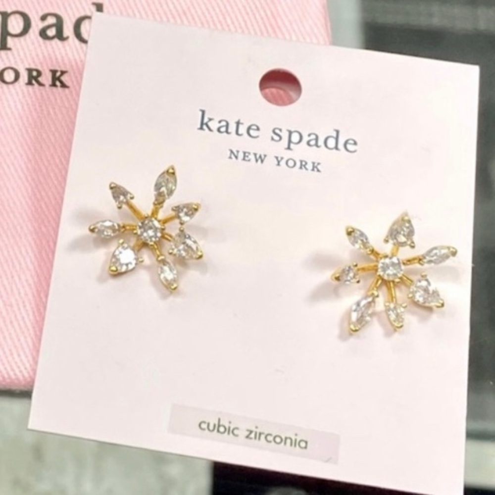 Kate Spade New York Rhinestone Snowflake Stud Earrings ~ Winter Firework Studs
